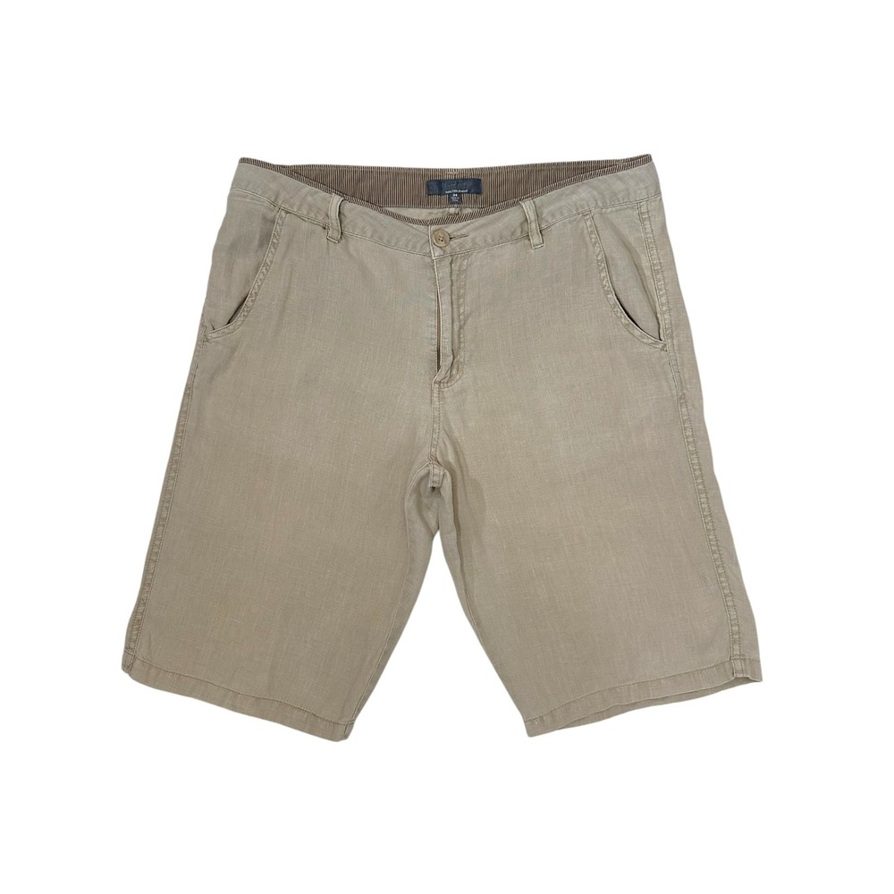 Saks Fifth Avenue GRAY 100% Linen Shorts Mens 34 Beige Quiet Luxury